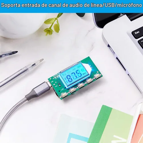 Vista 5 de Módulo transmisor FM digital de 2 piezas transmisor FM estéreo DSP PLL 76.0-108.0MHz modulación de frecuencia estéreo con pantalla LCD