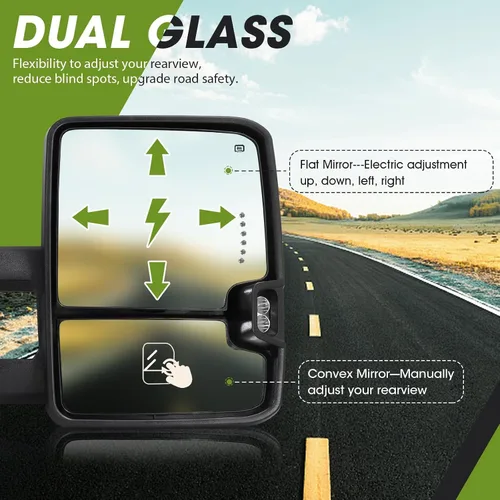 Vista 5 de Switchback Espejos de Remolque para Chevy Silverado GMC Sierra 2003-2007 Espejo Lateral con Señal de Giro Dinámica Luz de Marcha Lámpara de Respaldo