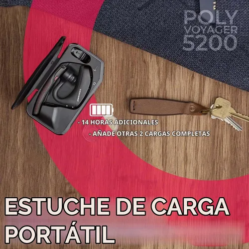Vista 3 de Plantronics Voyager 5200 UC - Paquete de auriculares Bluetooth para teléfonos inteligentes, PC, MAC con software o aplicación RingCentral, Global