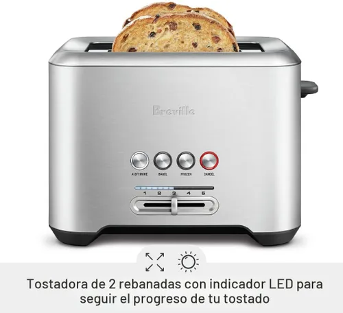 Vista 2 de Breville BTA720XL Bit More Tostadora, 2 Rebanadas, Acero Inoxidable Cepillado Toast bagels and thick, artisanal bread evenly in wide slots