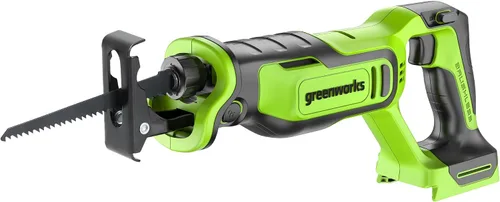 Vista 17 de Greenworks Sierra Recíproca Compacta de Una Mano sin Escobillas de 24V de 1" (3,000 SPM), Sierra Recíproca Inalámbrica de Velocidad Variable
