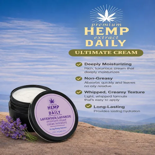 Vista 4 de Premium Hemp Extract Daily Crema intensiva – Músculo, rodilla, articulación, espalda, cuello y hombro tópico – Orgánica 1.7 onzas