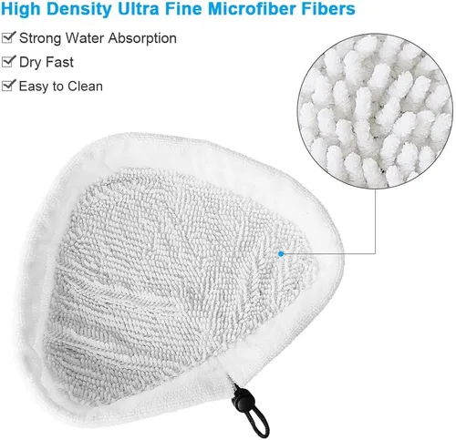 Vista 3 de Fushing 6 almohadillas para trapeador de vapor, almohadillas de limpieza reutilizables de microfibra lavables, almohadillas de repuesto