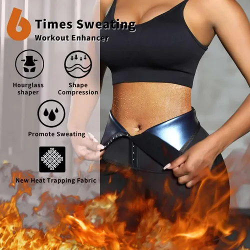 Vista 2 de Sauna Sweat Shorts Pants Compression Workout Gym Exercise Waist Trainer Body Shaper Thighs Tummy Control