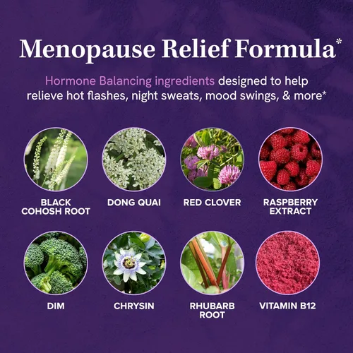 Vista 4 de Suplementos para la menopausia para mujeres, sofocos y sudores nocturnos, equilibrio hormonal, alivio de la menopausia para mujeres y apoyo