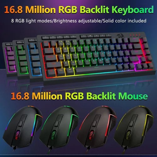 Vista 3 de Redragon Combo de teclado y mouse para juegos con cable S157