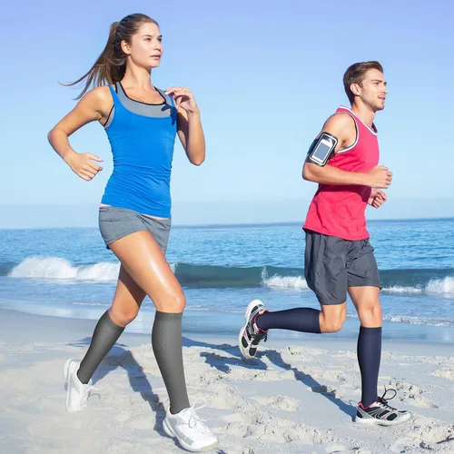 Vista 4 de QUXIANG Calcetines de compresión para mujeres y hombres de 15 a 20 mmHg, ideales para médicos, enfermería, correr, atletismo, venas varicosas, viajes