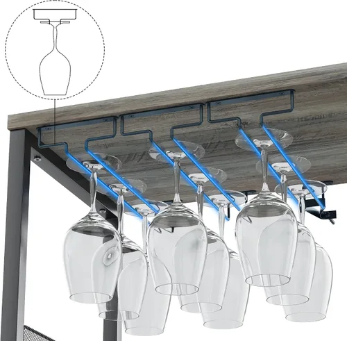 Vista 7 de Amyove Armario para bar de vinos con estante de vino desmontable, estante de bar con soporte para vidrio, aparador pequeño y gabinete de buffet