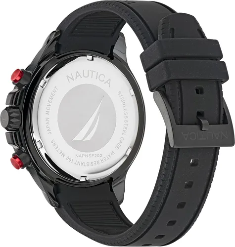 Vista 3 de Nautica Reloj NST Chrono con correa de silicona negra para hombre Modelo NAPNSF202 Negro