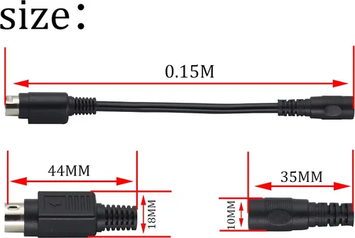 Vista 3 de Cable de alimentación de 4 P-in DI-N a CC4 Pi-n Mini D-in macho a D-C 5521 Cable