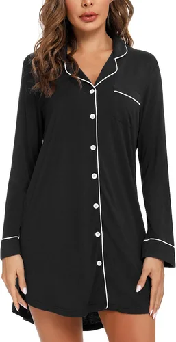 Vista 3 de Leikar Camisón de maternidad para mujer, pijama de lactancia de manga larga
