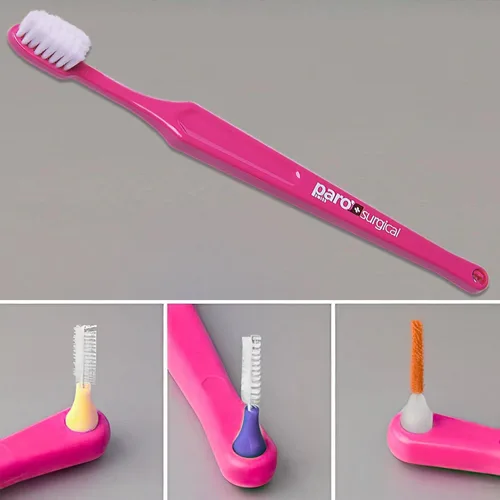 Vista 3 de Paro Swiss Surgical 743 - Cepillo de dientes para padres, rosa, funciona con pilas, unisex para niños