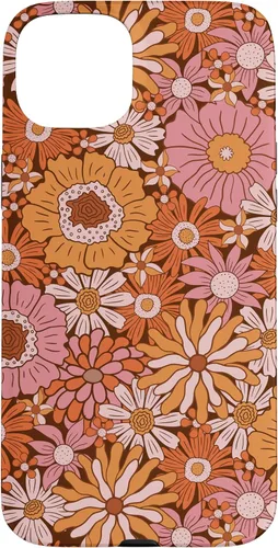 Vista 9 de Retro Flowers Meadow Floral Groovy 60s Pink Orange Brown Case for iPhone 17