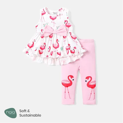 Vista 6 de PATPAT Conjunto de ropa de bebé niña de manga corta con volantes y pantalones florales