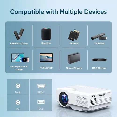 Vista 6 de Mini proyector con WiFi y Bluetooth, proyector de cine al aire libre
