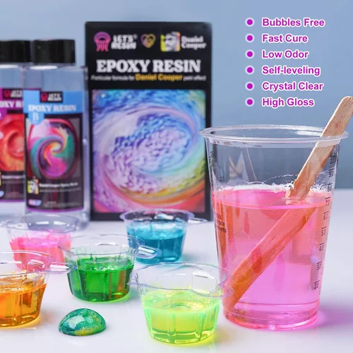 Vista 5 de LET'S RESIN Resina Epoxi Sin Burbujas, Kit de Resina Cristalina Transparente de 23oz para Manualidades, Joyería, Arte, Fundición, Kit de Arte DIY