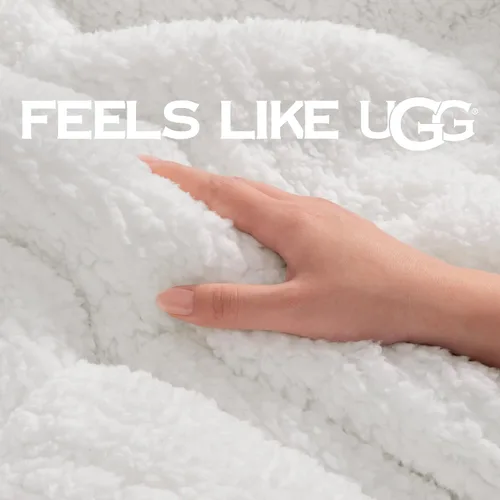 Vista 8 de UGG Nita - Manta para sofá, forro polar de lujo, 50 x 70 pulgadas, color Blanco