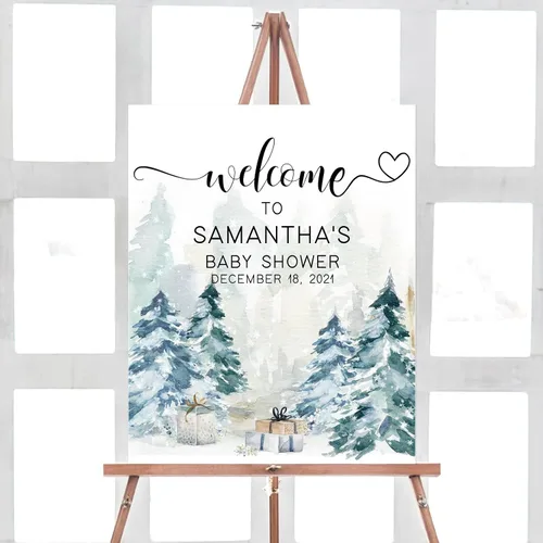 Vista 10 de Letrero de bienvenida personalizado para baby shower, Baby It's Cold Shower #8Tr
