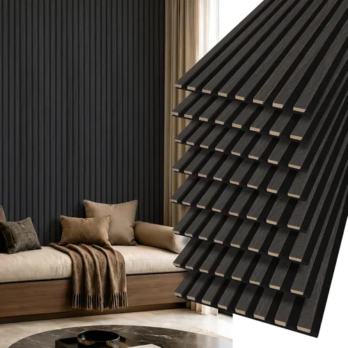 Vista 27 de Art3d Panel de pared con diseño de listones de madera acústica de 47 x 23.6 Castaño
