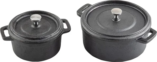 Vista 3 de Tablecraft Cocotte de 16 onzas con tapa, hierro fundido y perilla de acero inoxidable