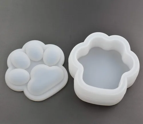 Vista 6 de Caja con forma de pata de gato, molde epoxi, molde de resina para bricolaje, lindo contenedor de pata de gato, molde de silicona para almacenamiento