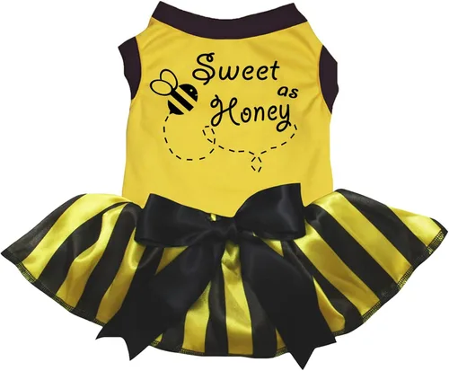 Vista 2 de Petitebella Sweet As Honey - Vestido para perro cachorro (negro, talla XS)
