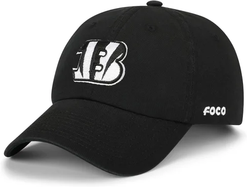 Vista 27 de FOCO NFL Gorras y Gorras Casuales para Hombres con Logotipo de Equipo de la NFL, Negro y Blanco