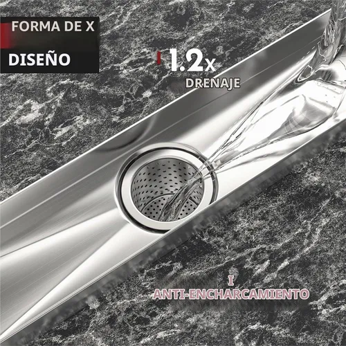 Vista 4 de Drenaje de ducha lineal de 12 pulgadas, desagüe de piso rectangular con accesorios, cubierta reversible 2-en-1, rejilla de inserción de azulejos