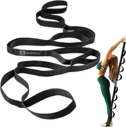 Vista 10 de A AZURELIFE Premium Durable Stretch Straps with Loops, Stretching Strap for Physical Therapy, Multi-Loop Yoga Strap Fitness Exercise Strap for Yoga