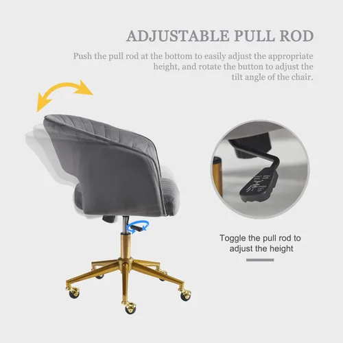 Vista 5 de Silla de tocador gris con rueda, moderna silla de terciopelo para oficina en casa con respaldo, silla cruzada para tocador, sala de estar