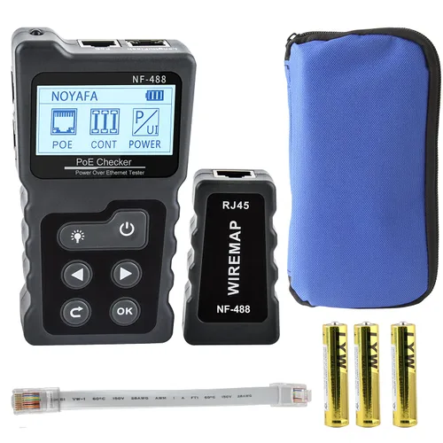 Vista 6 de NOYAFA NF-488 - Probador de cable POE para alimentación sobre Ethernet, comprobación de continuidad de cable de red, detector de bucle invertido POE