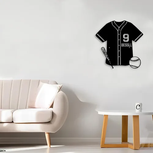 Vista 5 de Letrero de metal de jersey deportivo personalizado con luz LED, nombre y número personalizado, letrero de neón con nombre personalizado, decoración