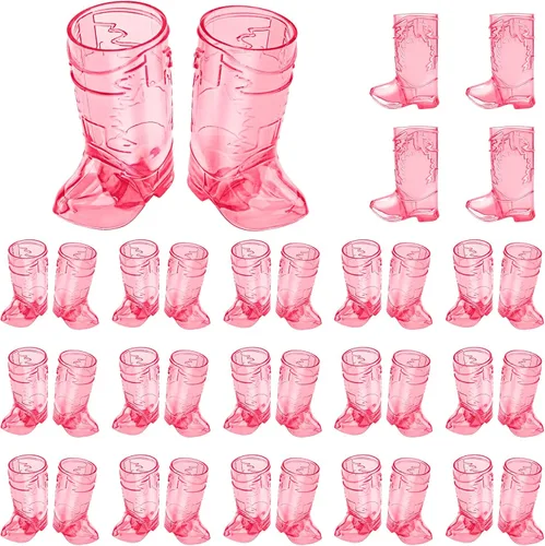 Vista 18 de SAIAOKJ Vasos de Chupito en Forma de Bota de Vaquero, 12 Piezas de 1 Onza Vasos de Chupito Mini de Plástico en Forma de Bota, Vasos de Plástico