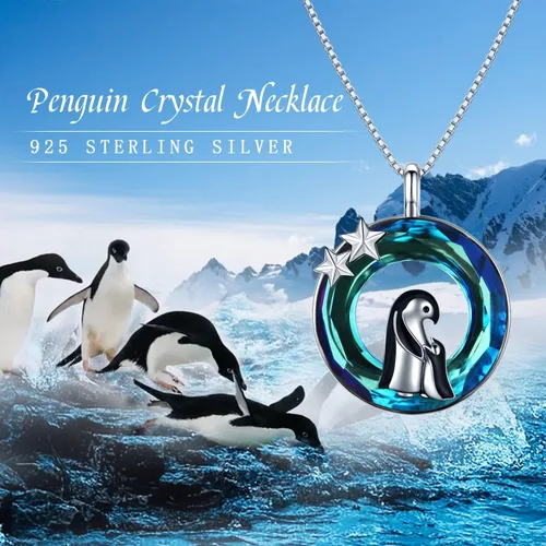 Vista 6 de Mother Daughter Necklace 925 Sterling Silver Crystal ElephantPenguin Necklace Cute Animal Mother's Day Necklace Jewelry Gifts for Mom Women