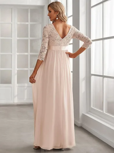 Vista 2 de Ever-Pretty Vestido de maternidad con bordado de encaje de manga 34 de gasa para mujer 20797-EYUS