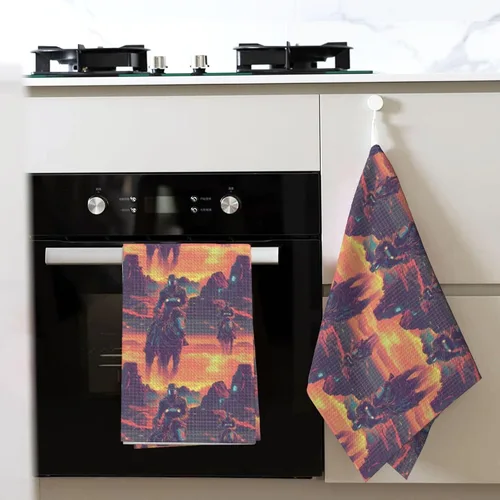 Vista 6 de Kitchen Towels - Soft Cyber Retro Western Cowboy Print Quick Drying Dish Towels for Kitchen Drying, Absorbent Hand Towel for Kitchen Decor with