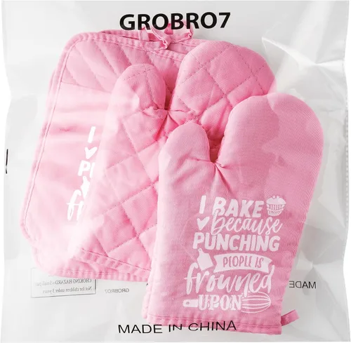 Vista 7 de 6 guantes de algodón para horno, soportes para ollas, resistentes a las mujeres, resistentes a la máquina, guantes de microondas con lazo