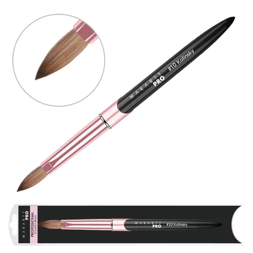 Vista 6 de MakarttPro Kolinsky - Cepillo de uñas acrílico y limpiador de cepillo tamaño #10, cepillo acrílico profesional con mango resistente duradero