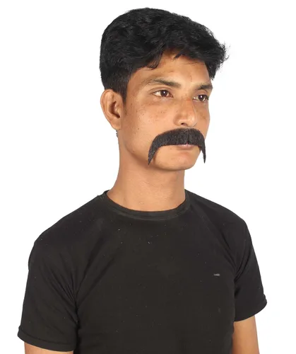Vista 5 de Cabello humano para hombre, bigote, cosplay, pelo facial.., Negro oscuro
