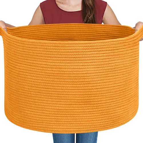 Vista 10 de MEGASKET Cesta grande de manta negra, 22 x 22 x 14 pulgadas, contenedor de cuerda tejida para almacenamiento, caja de almacenamiento de juguetes