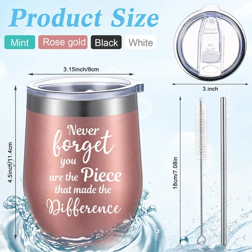 Vista 2 de Sieral 8 piezas de regalos de agradecimiento para mujeres, vaso de vino de agradecimiento para empleados, profesores, regalo inspirador