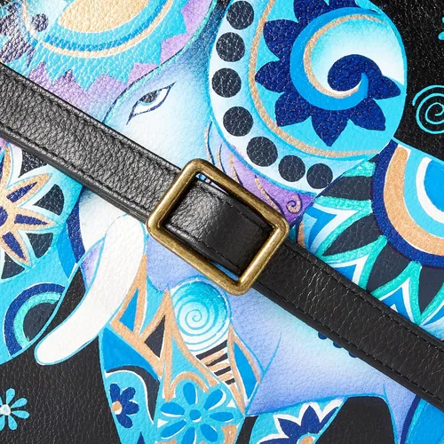 Vista 3 de Anna by Anuschka Womens Genuine Leather Wide Organizer Satchel - Hand Painted Original Artwork