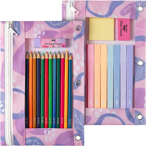 Vista 18 de Mr. Pen - Estuche para lápices de 2 piezas - Estuche con cremallera para lápices para carpeta de 3 anillas