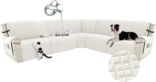 Vista 16 de Arfntevss Fundas para sofá seccional reclinable para sofá seccional en forma de L, funda antideslizante lavable para sofá reclinable con forma de L