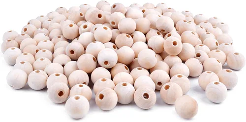 Vista 9 de BronaGrand 200pcs 0.236 in Color Natural Bola Redonda Madera Espaciador Perlas Joyas Hallazgos Encantos