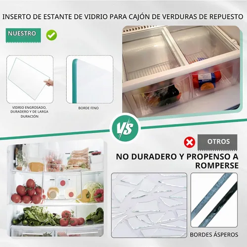 Vista 5 de Repuesto de estante de vidrio para refrigerador, 240350608 AP2115928, compatible con Fri-gidaire Ken-more Cro-sley - 24 x 15.5 x 1/8 pulgadas