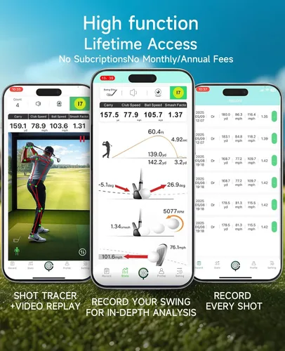 Vista 6 de Monitor de lanzamiento de golf portátil Pro X1 Plus, simuladores para hogar y entrenamiento, monitor de lanzamiento móvil para análisis de swing