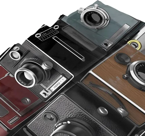 Vista 3 de Retro Cool Camera Collection - Cortina de ducha resistente y gruesa con 12 ganchos, moderna, de granja, impermeable, ligera, para decoración