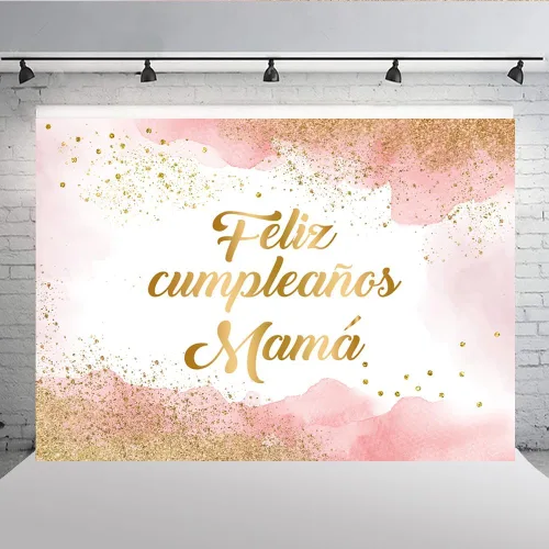 Vista 4 de Lofaris Fondo rosa de feliz cumpleaños de 7 x 5 pies para mamá, decoración de fiesta de cumpleaños de mamá, fotografía de nube rosa, decoración