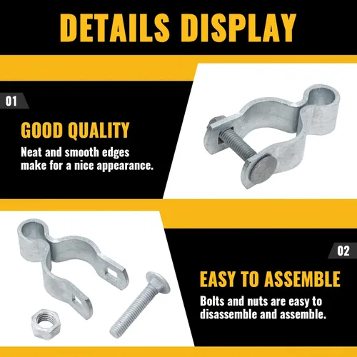 Vista 6 de VIVIDA Bisagra de puerta hembra de enlace de cadena de 1-3/8", bisagra de poste de puerta galvanizada, para poste de diámetro exterior de 1-3/8